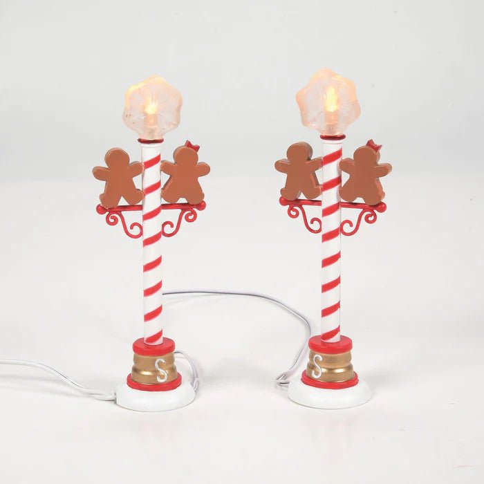 Department 56 Gingerbread Street Lamp Pair – LED Snowflake Village Accessory - Nifty Decor & More