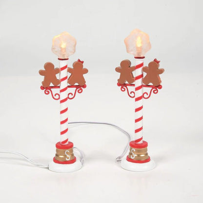 Department 56 Gingerbread Street Lamp Pair – LED Snowflake Village Accessory - Nifty Decor & More
