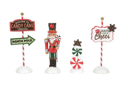 Department 56 Peppermint Panache Set of 4 – Candy - Themed Christmas Village Accessory - Nifty Decor & More