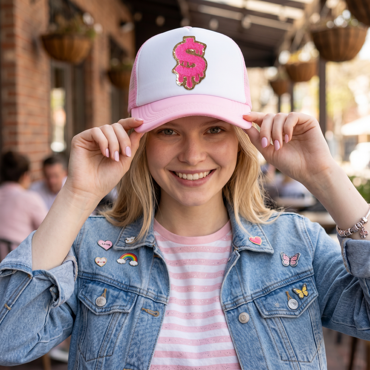 Design Your Own: Patterned Brim Trucker Hat | Golden Pink Patch Collection - Nifty Decor & More