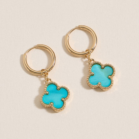 Flower Shape Shell Charm Hoop Earrings