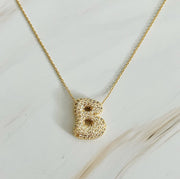 Crystal Bubble Initial Necklace, Sparkling Preppy Charm Necklace, Trendy Accessory for Women, Gift Idea Accessories B