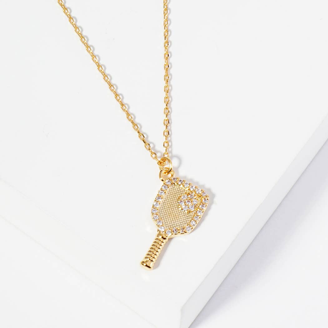 Dinkin' Mode On Pickleball Necklace White & 18K Gold Dipped CZ Charm, Stylish Sports Jewelry for Pickleball Fans, Unique Athletic Gift - Nifty Decor & More