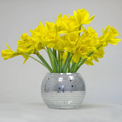 Disco Ball Vase, Shiny Mirrored Decorative Flower Vase, Home Decor Accent, Unique Gift for Housewarming or Parties - Nifty Decor & More