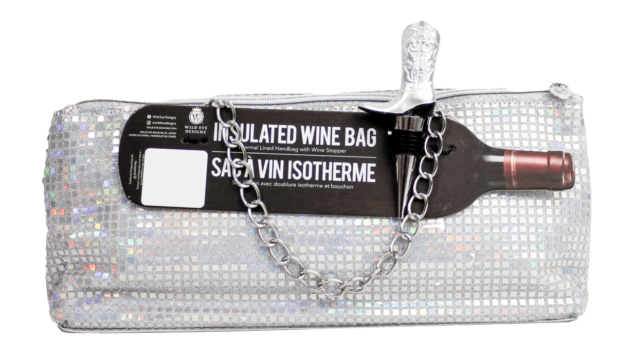 Disco Insulated Wine Bag & Silver Cowboy Boot Stopper - Nifty Decor & More