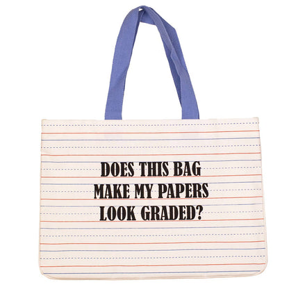 Do My Papers Look Graded Tote – Playful White Red Blue Canvas Bag for Teachers to Tote Graded Assignments – Teacher Appreciation Gift Teacher Accessories