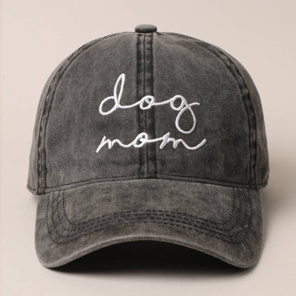 Dog Mom Baseball Cap, Embroidered Lettering Cotton Hat, Perfect for Proud Pup Parents, Fun Gift for Dog Lovers Hats BLACK