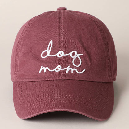 Dog Mom Baseball Cap, Embroidered Lettering Cotton Hat, Perfect for Proud Pup Parents, Fun Gift for Dog Lovers Hats PLUM