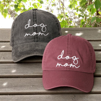 Dog Mom Baseball Cap, Embroidered Lettering Cotton Hat, Perfect for Proud Pup Parents, Fun Gift for Dog Lovers Hats
