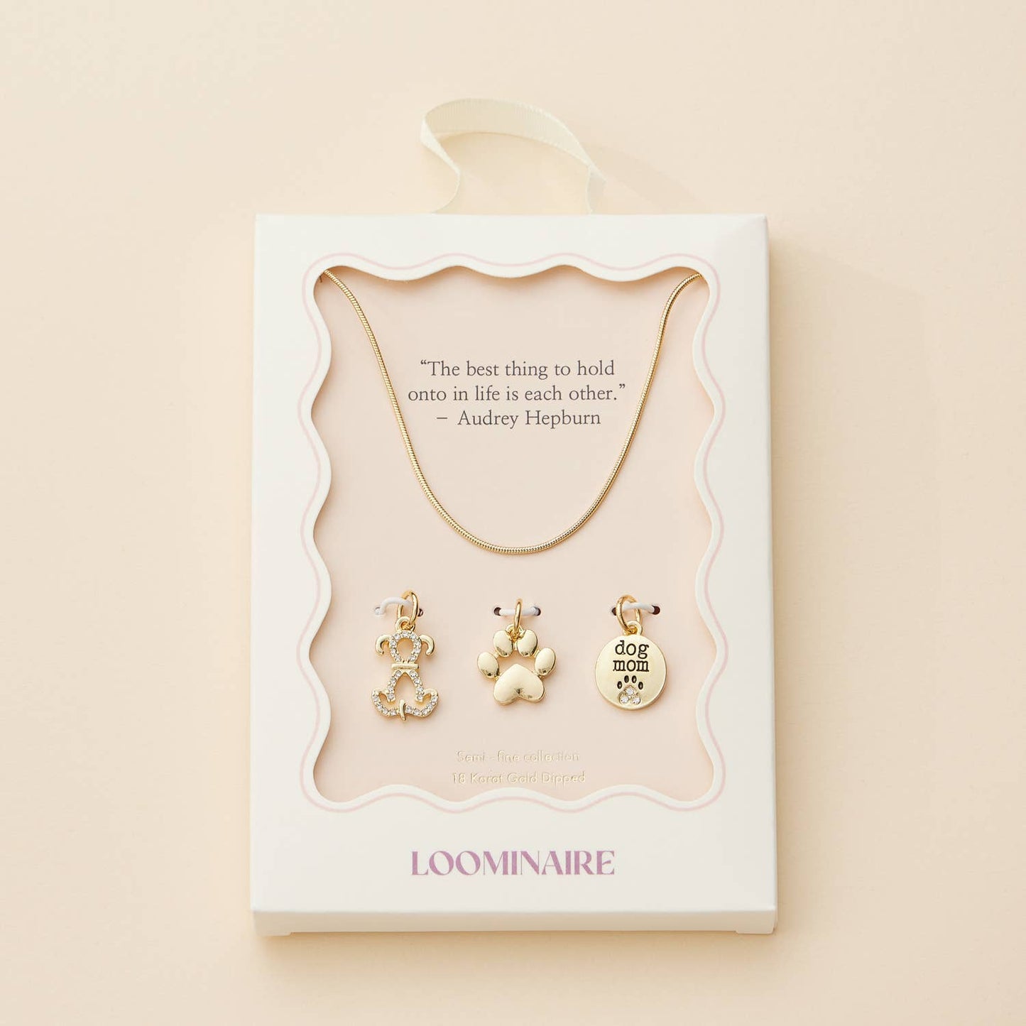 Dog Mom Charm Necklace Gold Dipped 18K, Delicate Animal Lover Jewelry, Gift for Dog Mom Birthday - Nifty Decor & More