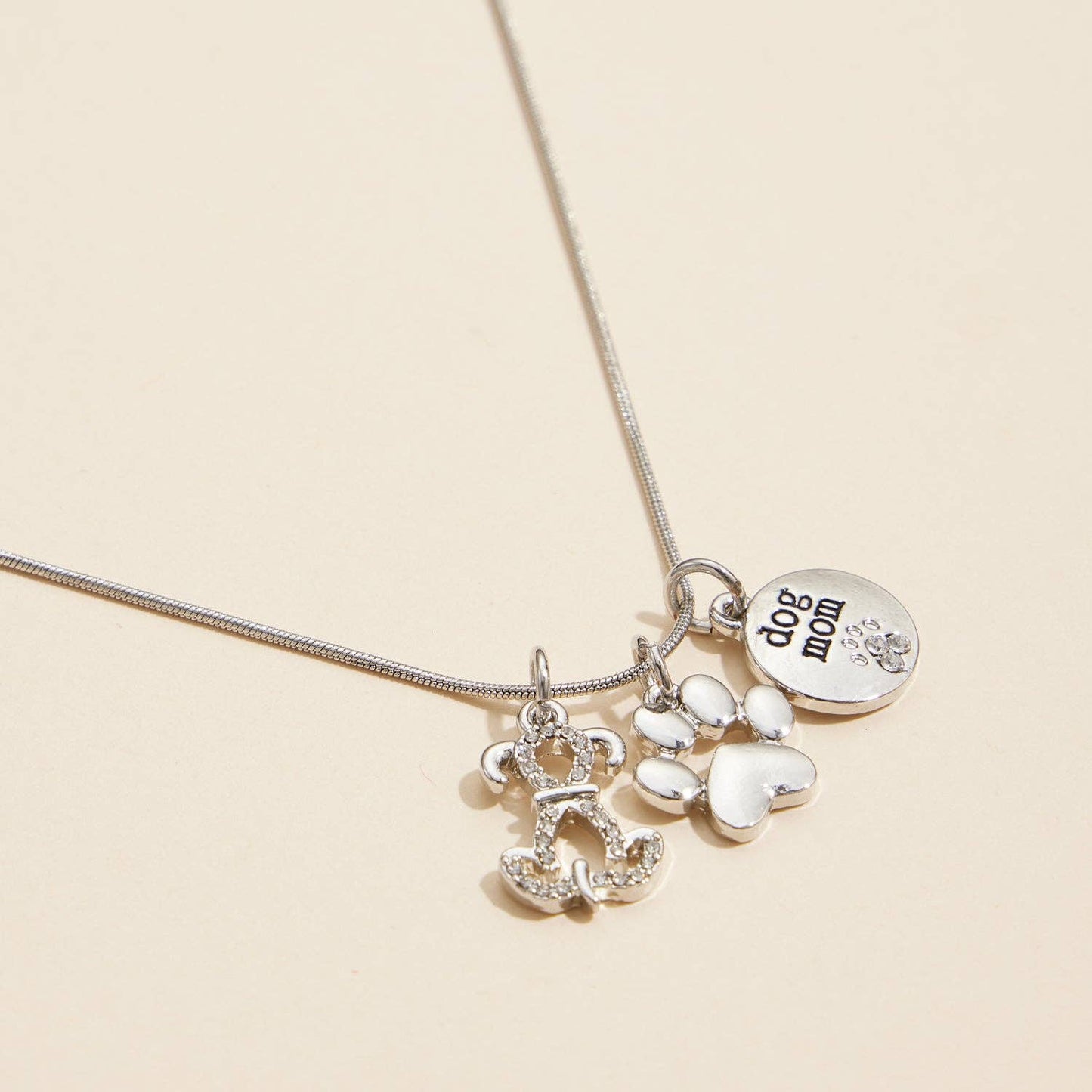 Dog Mom Charm Necklace Gold Dipped 18K, Delicate Animal Lover Jewelry, Gift for Dog Mom Birthday - Nifty Decor & More