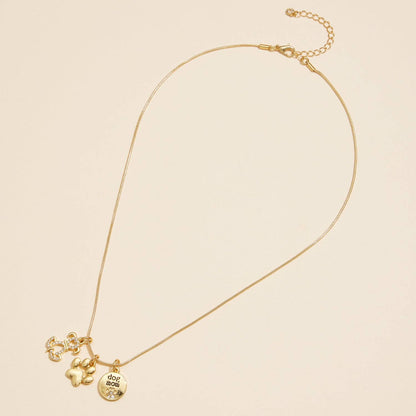 Dog Mom Charm Necklace Gold Dipped 18K, Delicate Animal Lover Jewelry, Gift for Dog Mom Birthday - Nifty Decor & More