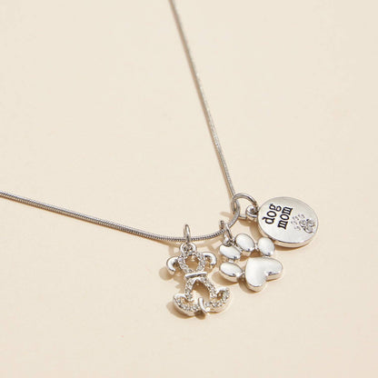 Dog Mom Charm Necklace Gold Dipped 18K, Delicate Animal Lover Jewelry, Gift for Dog Mom Birthday charm necklace