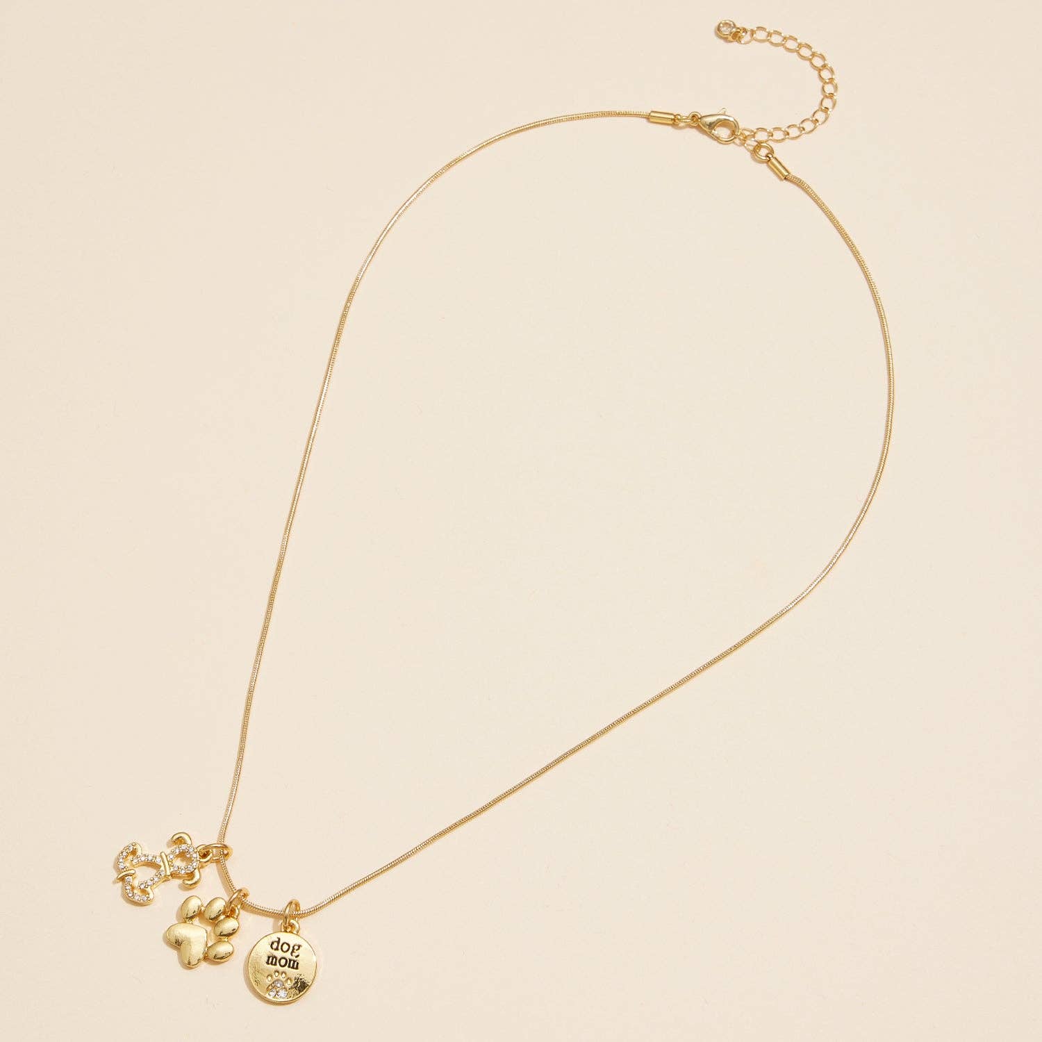 Dog Mom Charm Necklace Gold Dipped 18K, Delicate Animal Lover Jewelry, Gift for Dog Mom Birthday charm necklace