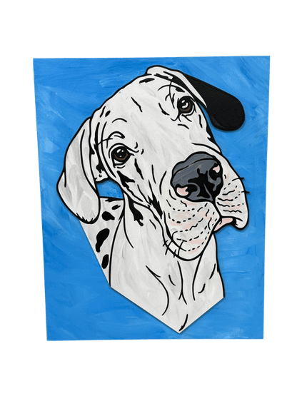 Dog Portrait Wall Art 🐶 Hand Painted Pet Illustration on Wood 🎨 Personalized Dog Lover Gift 🐾 Modern Colorful Pet Decor - Nifty Decor & More