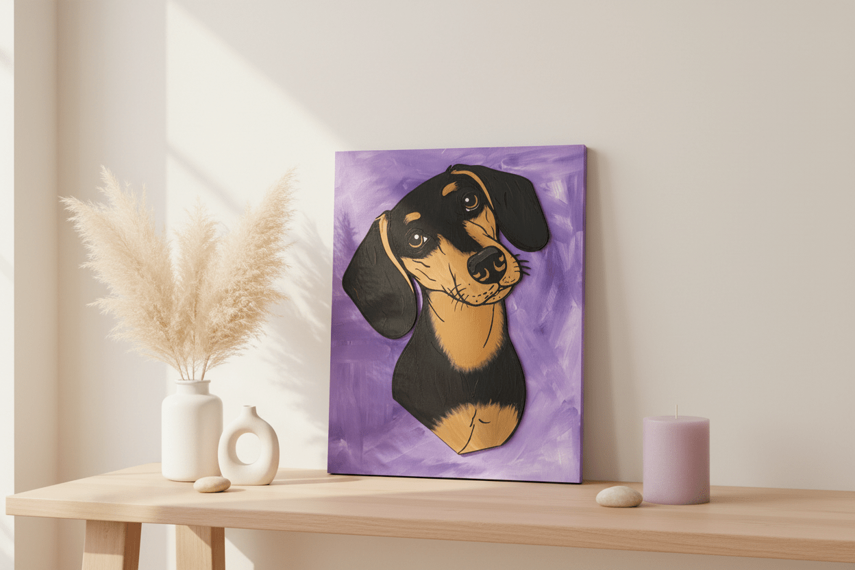 Dog Portrait Wall Art 🐶 Hand Painted Pet Illustration on Wood 🎨 Personalized Dog Lover Gift 🐾 Modern Colorful Pet Decor - Nifty Decor & More