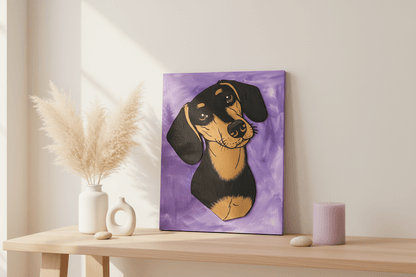 Dog Portrait Wall Art 🐶 Hand Painted Pet Illustration on Wood 🎨 Personalized Dog Lover Gift 🐾 Modern Colorful Pet Decor - Nifty Decor & More