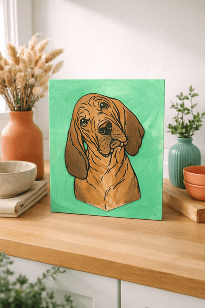 Dog Portrait Wall Art 🐶 Hand Painted Pet Illustration on Wood 🎨 Personalized Dog Lover Gift 🐾 Modern Colorful Pet Decor - Nifty Decor & More