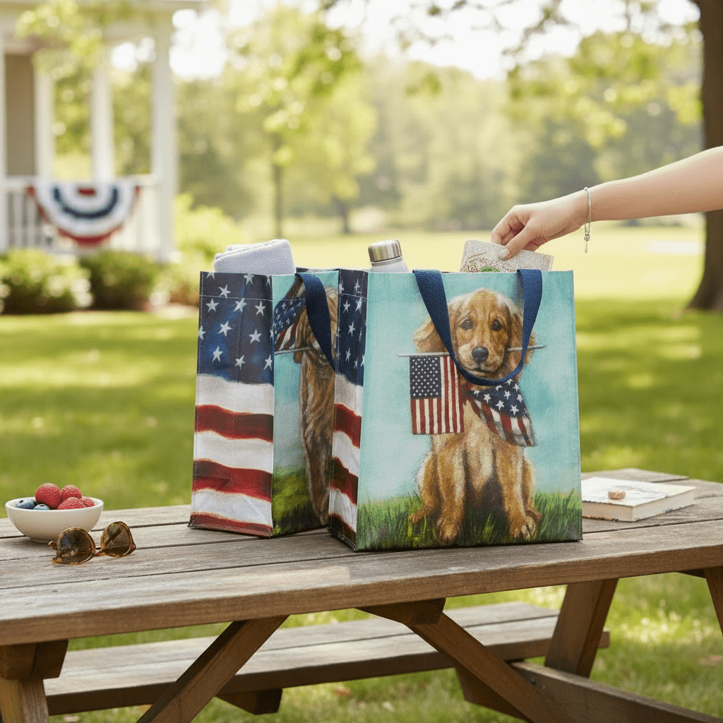 Dogs And Flags Daily Tote - Nifty Decor & More
