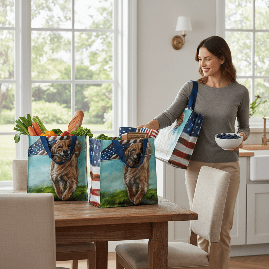 Dogs And Flags Daily Tote - Nifty Decor & More