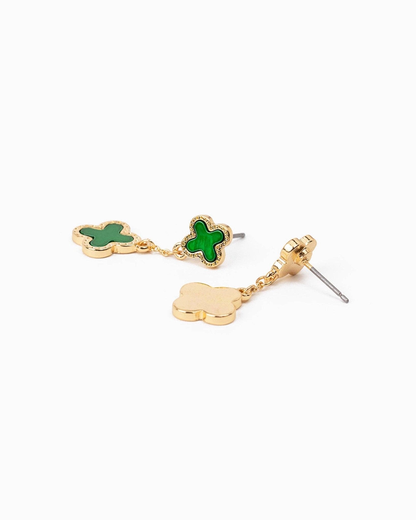 Double MOP Clover Drop Earrings