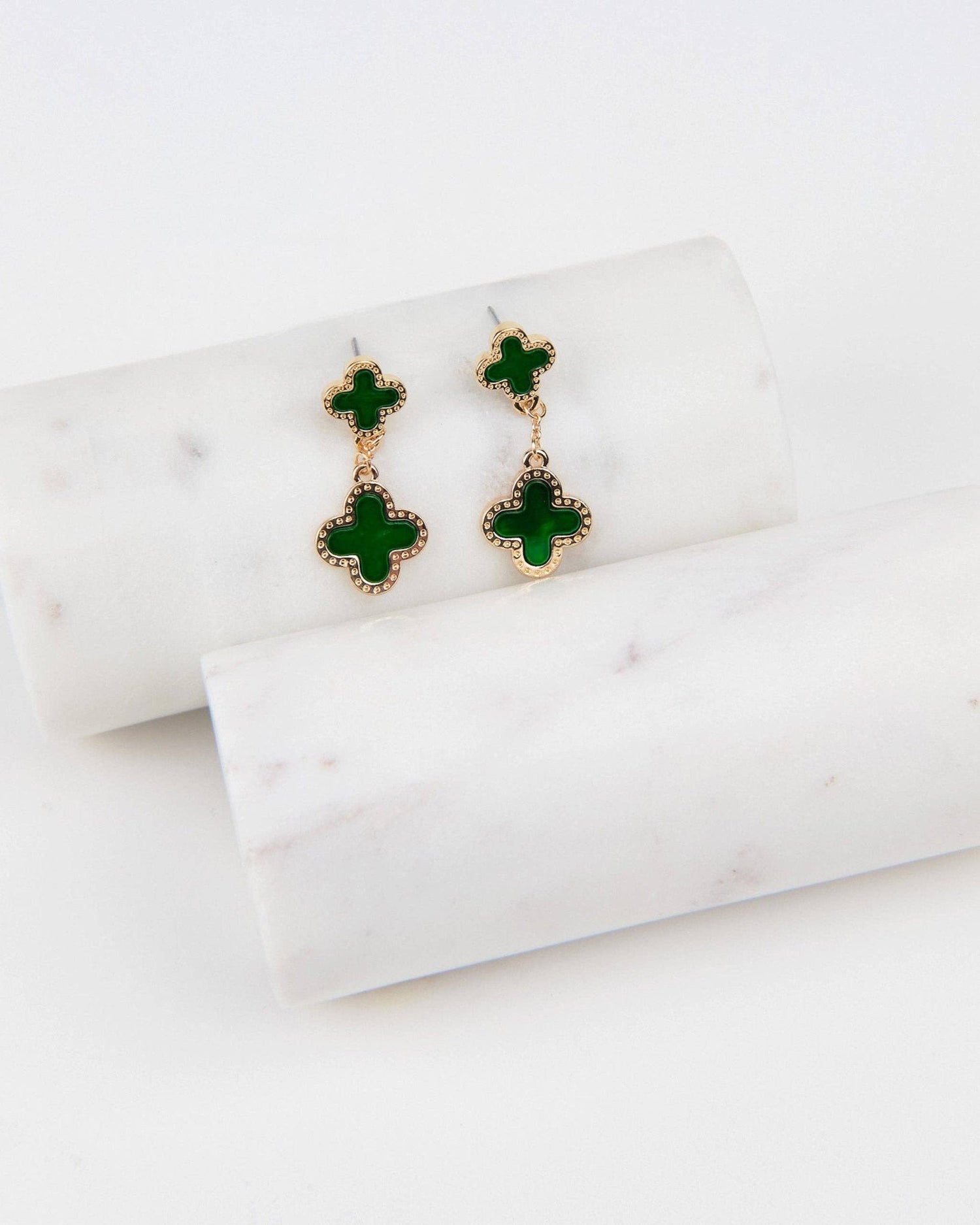 Double MOP Clover Drop Earrings - Nifty Decor & More