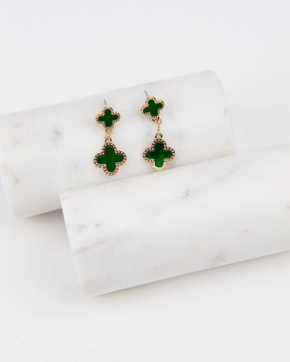 Double MOP Clover Drop Earrings - Nifty Decor & More