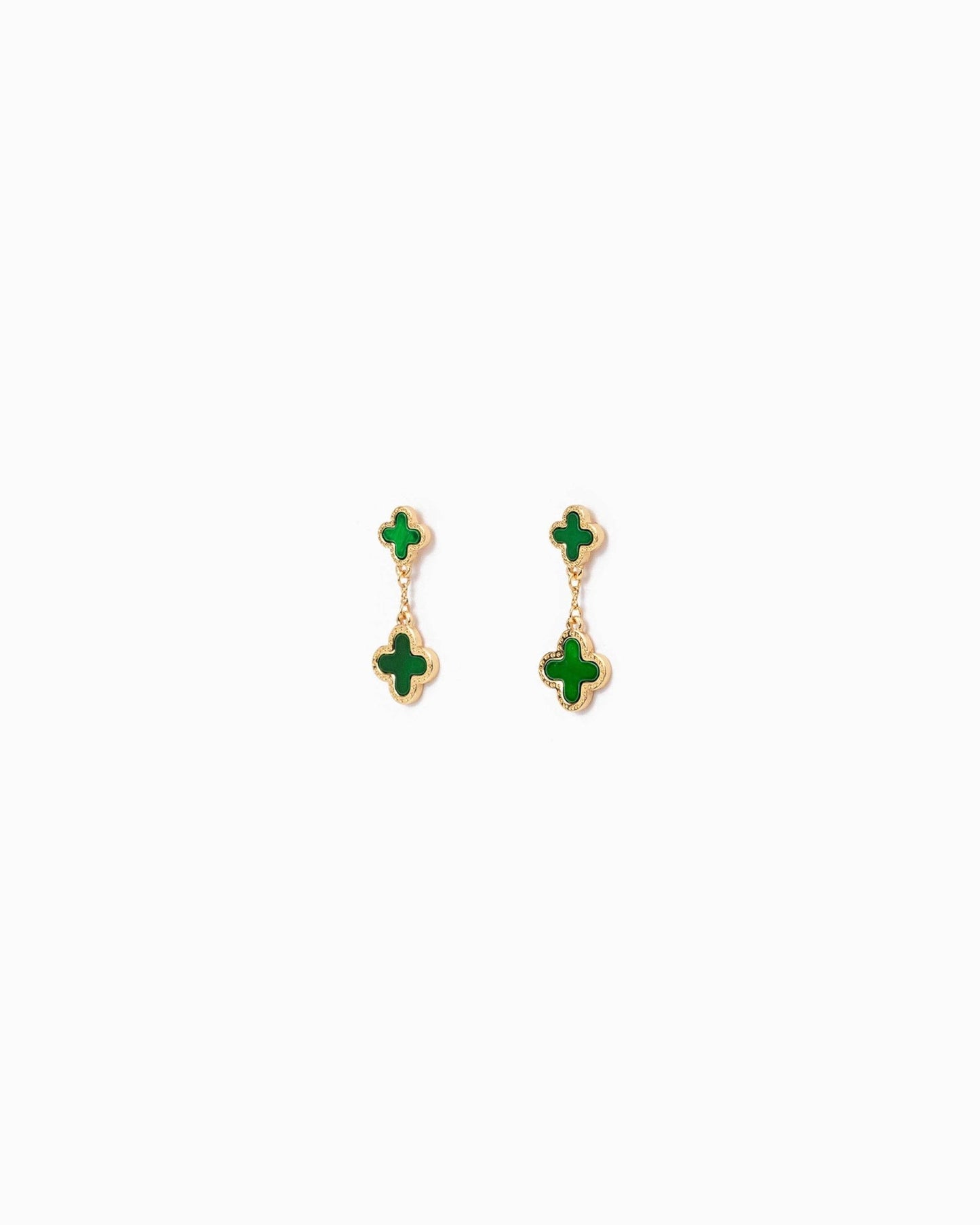 Double MOP Clover Drop Earrings