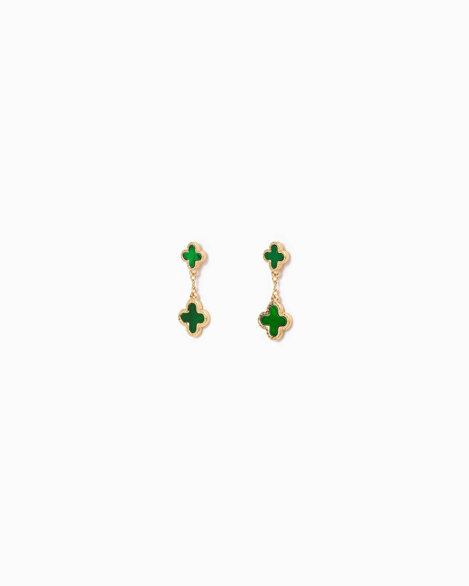 Double MOP Clover Drop Earrings