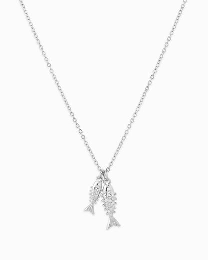 Double Sea Life Sardine Necklace, Dainty Coastal Charm Jewelry, Wearable Ocean Vibes, Ideal Summer or Birthday Gift charm necklace