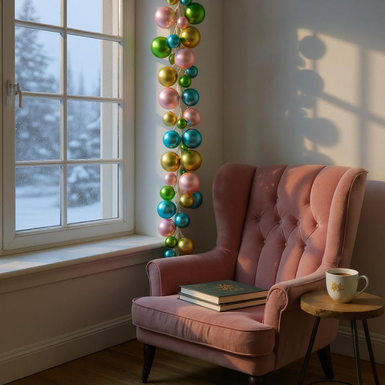 4' Pastel Pearl Ball Garland, Colorful Party Decor, Soft Pastel Spring Decor, Wedding & Baby Shower Accents, Home Decoration Supplies