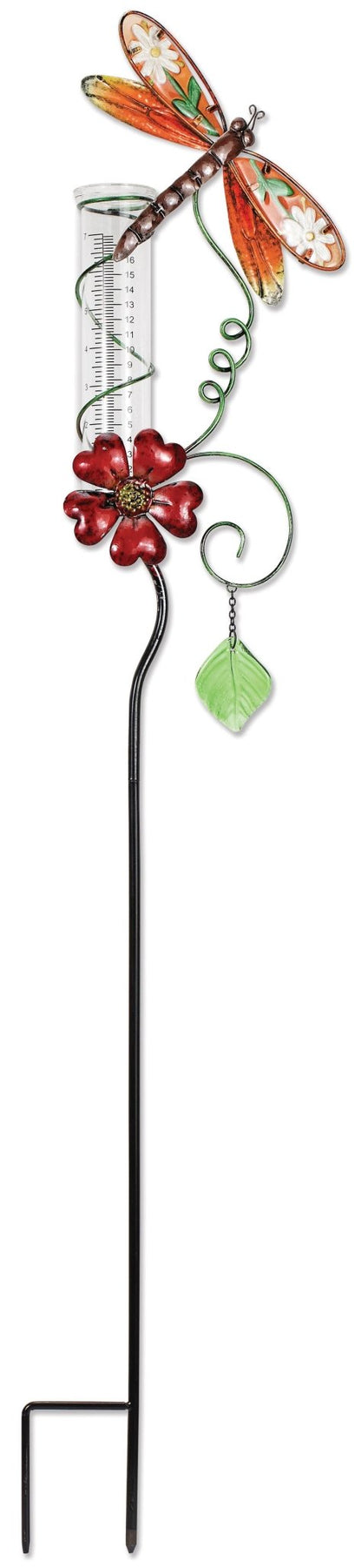 Dragonfly Rain Gauge, Charming Metal Garden Accessory, Functional Rain Collector, Unique Gift for Nature Enthusiasts Outdoor Decor