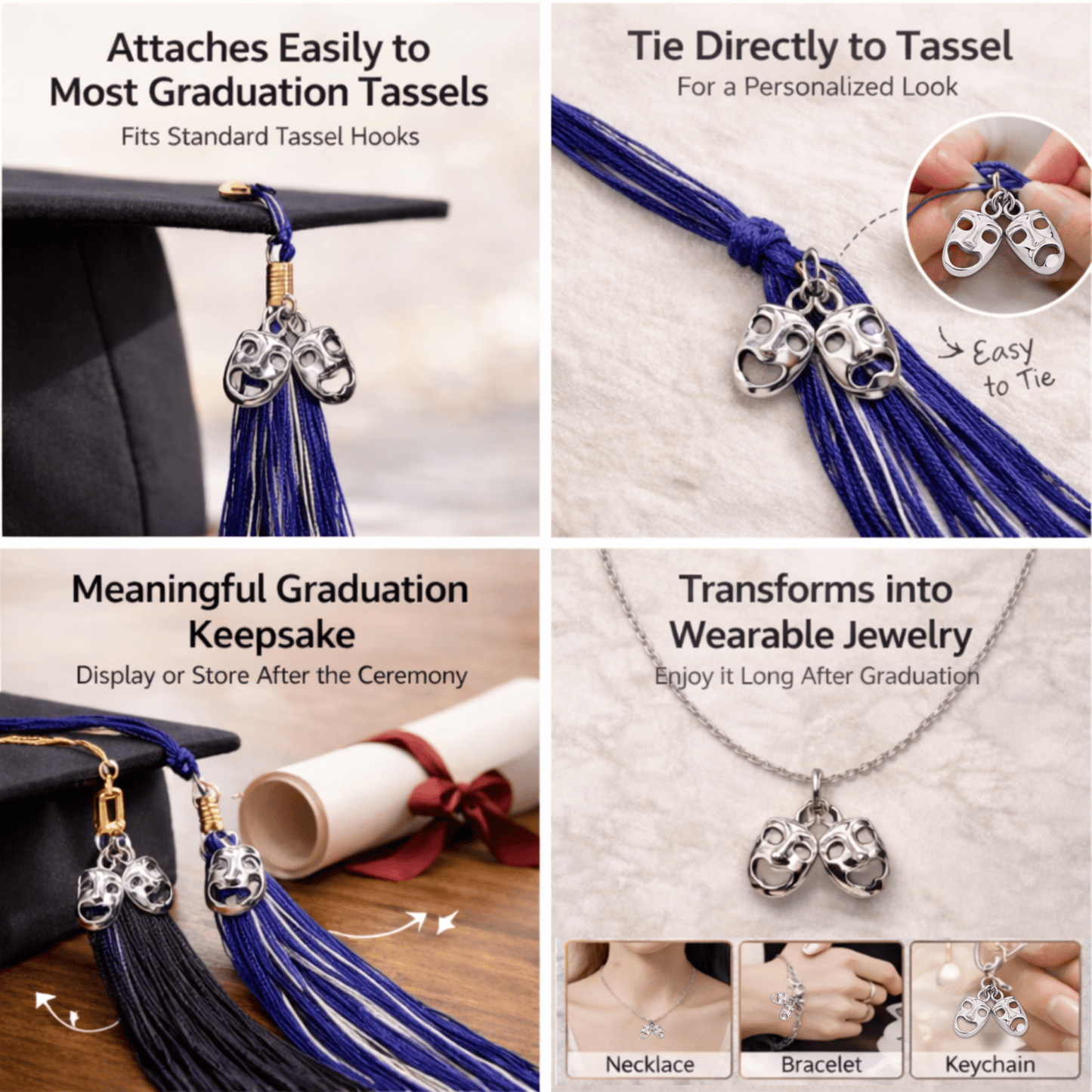 Drama Theater Graduation Tassel Charm - Nifty Decor & More