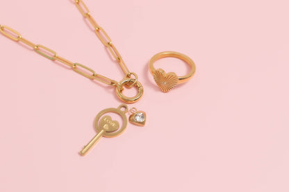 Stainless Steel Paperclip Carabiner Charm Holder Necklace: Stainless / 16"+2"