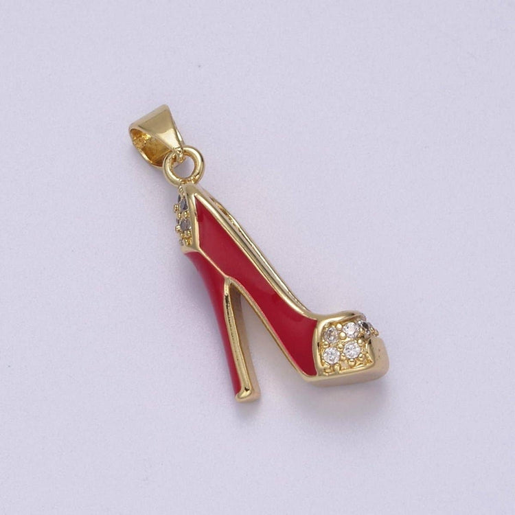 Red stiletto charm high heeled shoe pendant for Bracelet Necklace Earring J-352