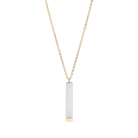 18K Gold PVD Stainless Steel Hidden Message Sliding Blank Bar Necklace