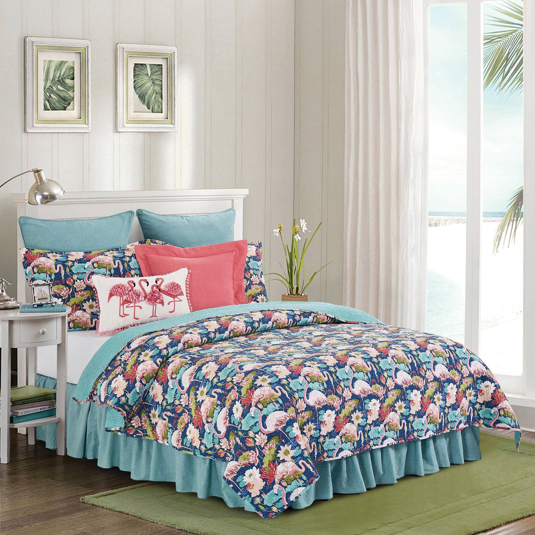 Coastal Flamingo Friends Throw Pillow, Cute Pink Tropical Design, Decorative Pillow for Sofa or Bed, Summer Gift Idea