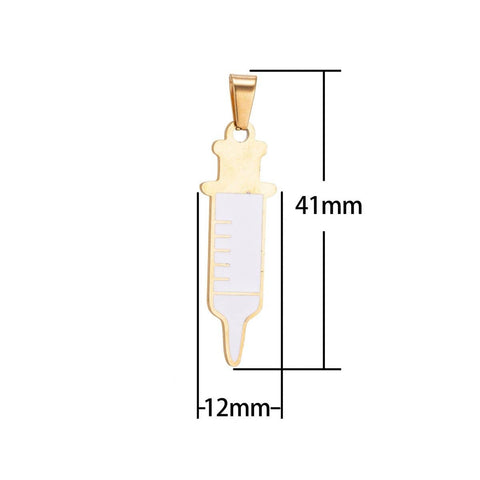Gold Filled Shot SYRINGE Charms Nurse RN Doctor Medical Themed Pendant Gift idea for Jewelry Making J-412