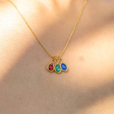 Teardrop Birthstone Charm, 18K Gold PVD Elegant Pendant, Personalized Mother’s Day Gift for Her, Jewelry Gift