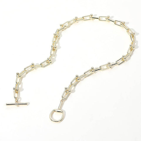 14K Gold Plated Hardware Chain Toggle Necklace