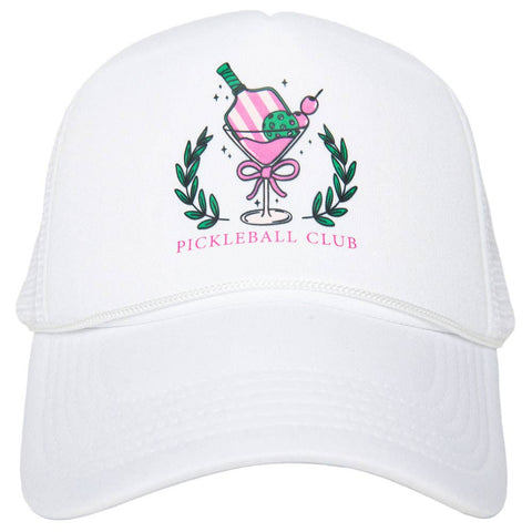 Pickleball Club Martini Foam Trucker Cap, Chic Girly Summer Hat, Fun Outdoor Sun Protection, Trendy Gift for Her Trucker Hats White