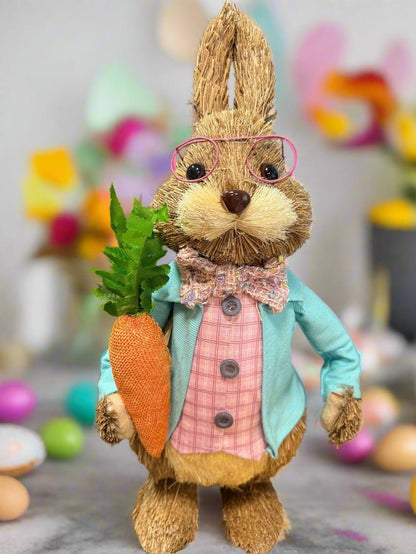 Easter Bunnies in Teal Jackets | Cute Home Decor for Spring Celebrations & Festive Decor - Nifty Decor & More