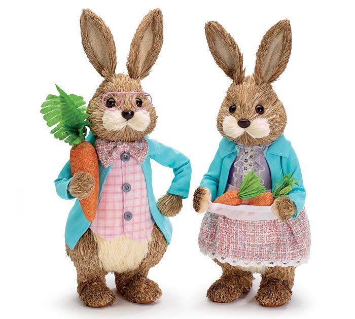 Easter Bunnies in Teal Jackets | Cute Home Decor for Spring Celebrations & Festive Decor - Nifty Decor & More