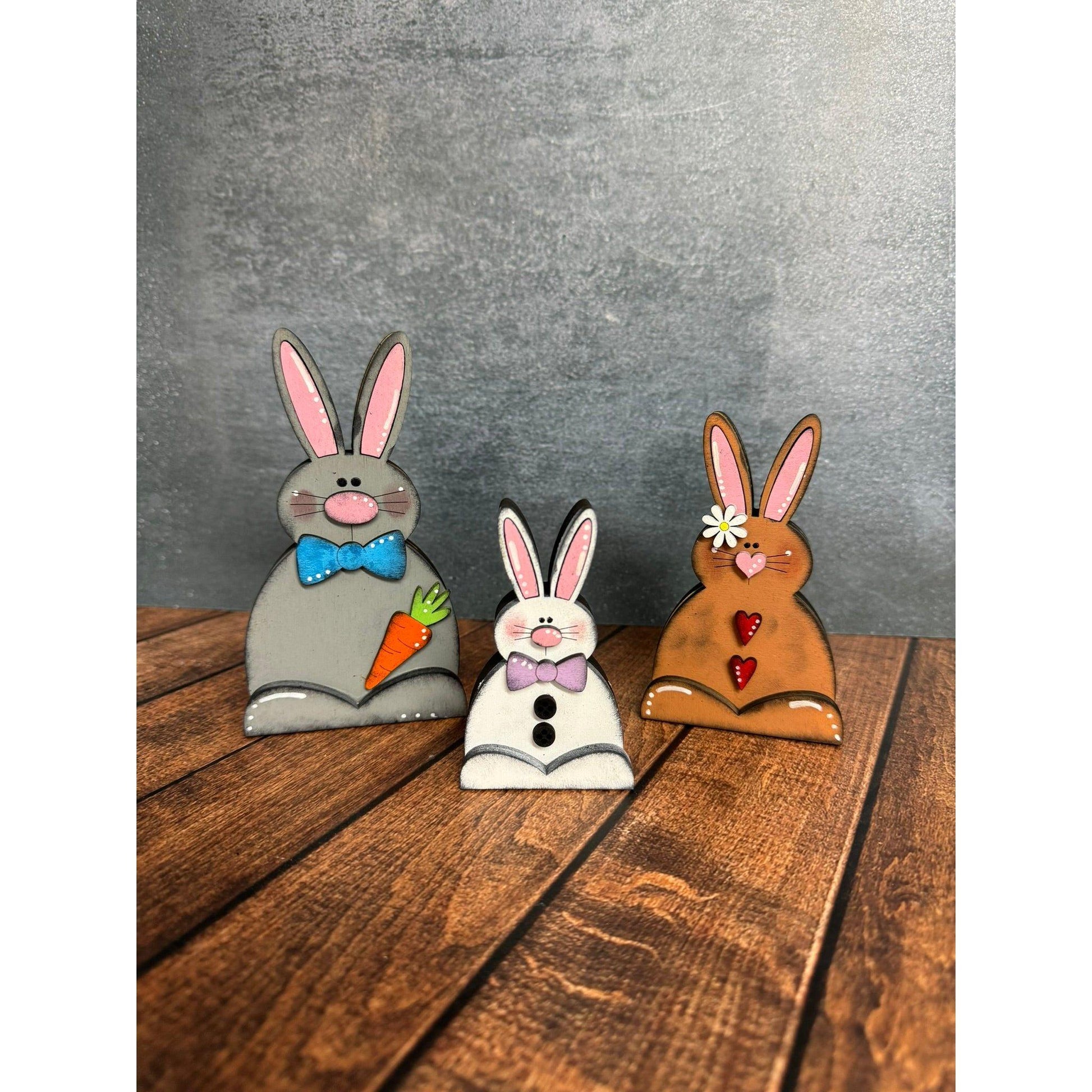Easter Bunny Decor Set Wooden Bunny Trio Spring Decor - Nifty Decor & More