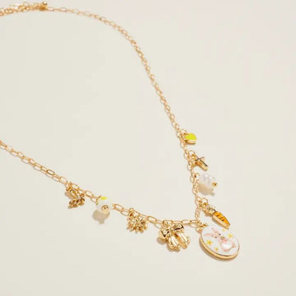 Easter Bunny Enamel Charms Chain Necklace 18 Inch - Nifty Decor & More