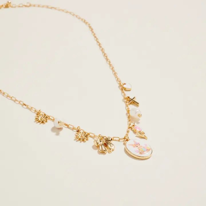 Easter Bunny Enamel Charms Chain Necklace 18 Inch - Nifty Decor & More