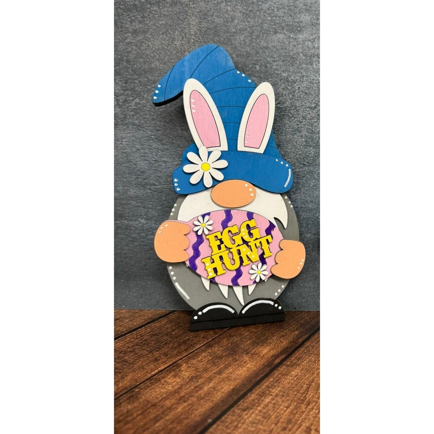 Easter Bunny Gnomes Shelf Sitter Whimsical Tiered Tray Decor Spring Gnome Couple - Nifty Decor & More
