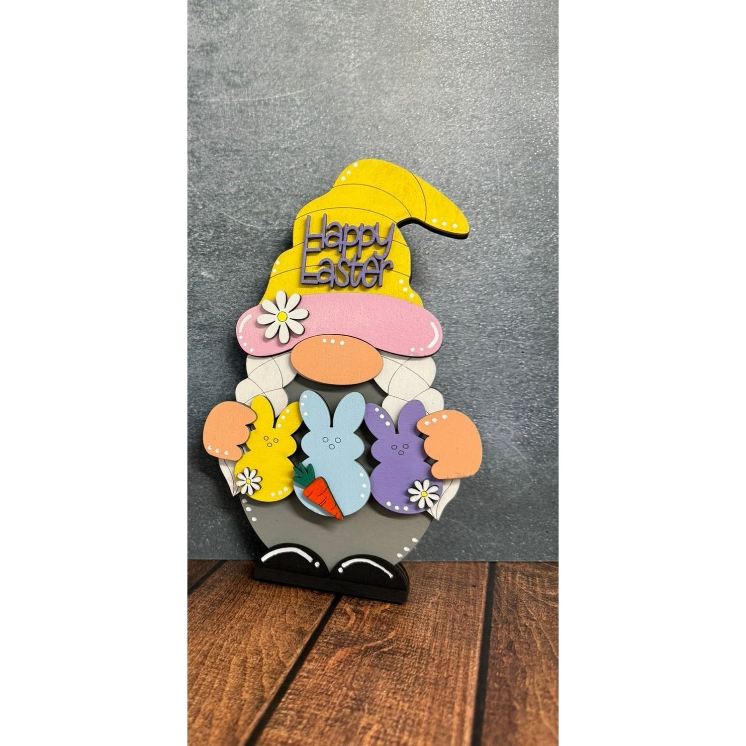 Easter Bunny Gnomes Shelf Sitter Whimsical Tiered Tray Decor Spring Gnome Couple - Nifty Decor & More