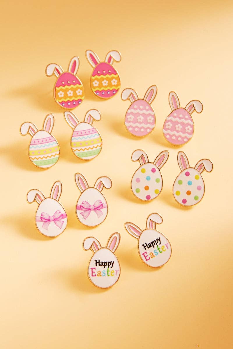 Easter Egg Enamel Pattern Titanium Post Earrings | Hypoallergenic Earrings - Nifty Decor & More