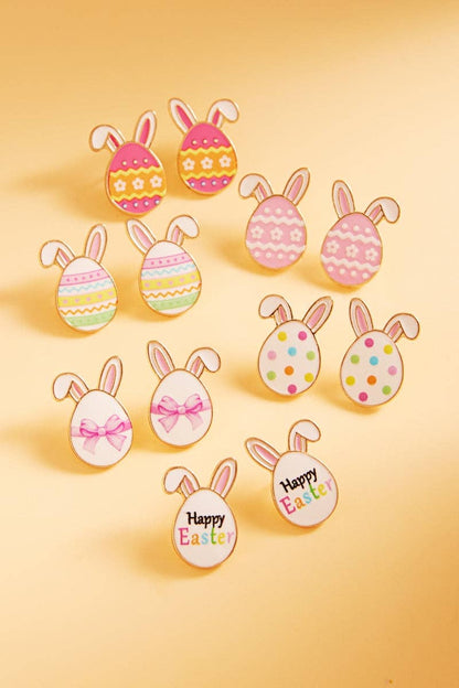 Easter Egg Enamel Pattern Titanium Post Earrings | Hypoallergenic Earrings - Nifty Decor & More